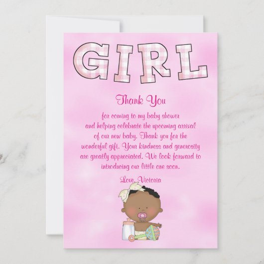 民族ベビーシャワーの女の赤ちゃん 招待状 (正面)