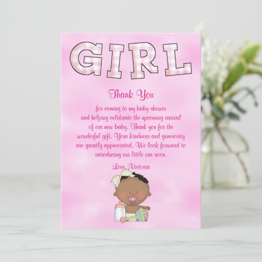 民族ベビーシャワーの女の赤ちゃん 招待状 (スタンド正面)