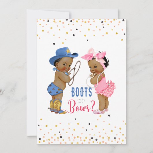 民族ベビーブーツまたは弓ジェンダーの明かす 招待状 (正面)