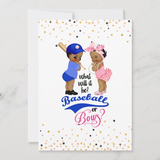 民族ベビー野球または弓性別の表示 招待状 (正面)