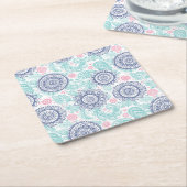民族ペイズリーパターン スクエアペーパーコースター (アングル)