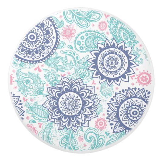 民族ペイズリーパターン セラミックノブ (正面)