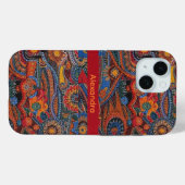 民族ボヘミアンカラフルパターン 赤 青 ゴールド Case-Mate iPhoneケース (裏面 (横))