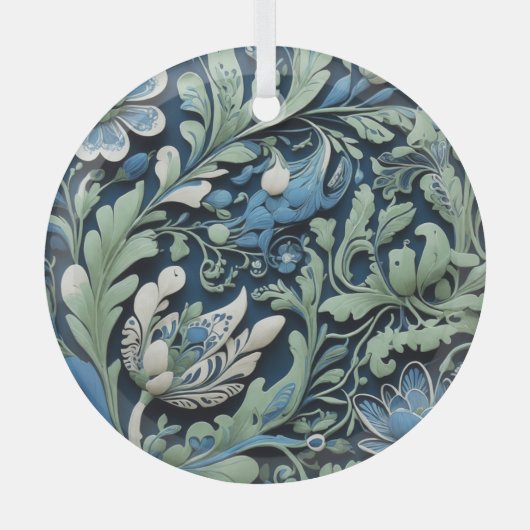 民族ロシアのヴィンテージプリント ガラスオーナメント (正面)