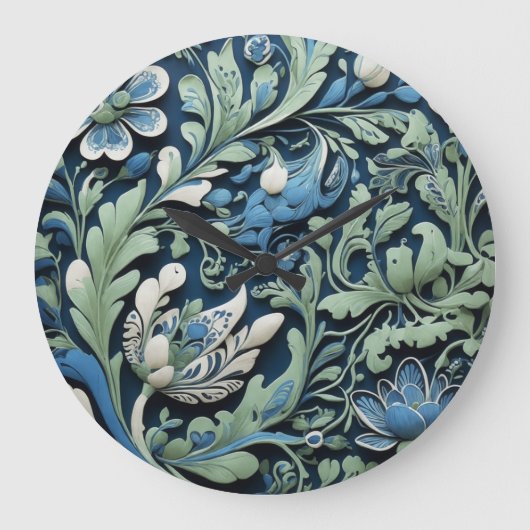 民族ロシアのヴィンテージプリント ラージ壁時計 (正面)