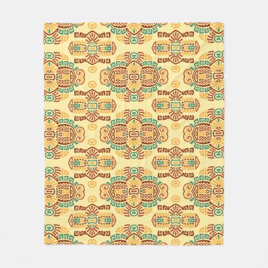 民族ヴィンテージトレンド：ボヘミアンシームレスタイル フリースブランケット (正面)