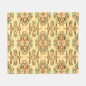 民族ヴィンテージトレンド：ボヘミアンシームレスタイル フリースブランケット (正面(横))