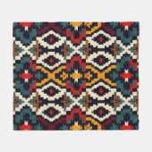 民族伝統的幾何学的パターン フリースブランケット (正面(横))