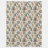 民族伝統的幾何鮮やかデザイン フリースブランケット (正面)