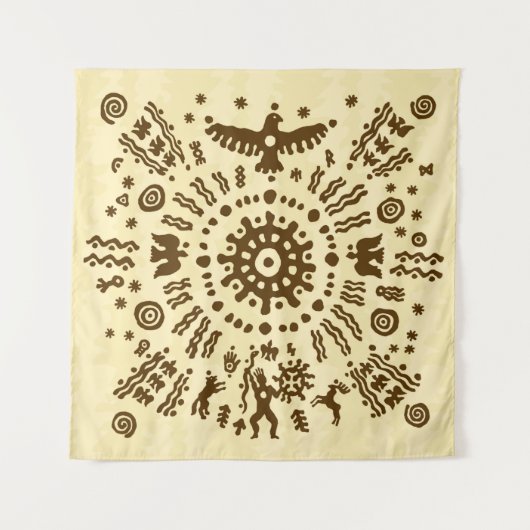 民族先住民先史的なイーグル太陽のシンボ タペストリー (正面)