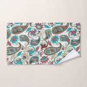 民族動機カラフルフローラペイズリーパターン バスタオルセット (ハンドタオル)