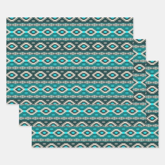 民族南西部の幾何学的パターン ラッピングペーパーシート (セット)