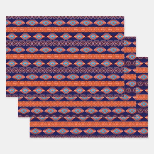 民族南西部の幾何学的パターン ラッピングペーパーシート (セット)