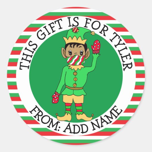 民族小妖精や小人ギフトラベルとのギフトラベル ラウンドシール (正面)