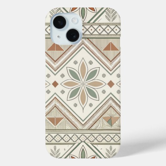民族幾何学模様フラワートリビアルシームレスパターン Case-Mate iPhoneケース (裏面)