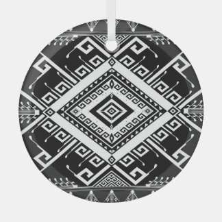 民族幾何学縁どインディアン、抽象芸術。 ガラスオーナメント