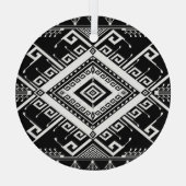 民族幾何学縁どインディアン、抽象芸術。 ガラスオーナメント (裏面)