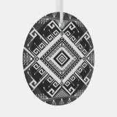 民族幾何学縁どインディアン、抽象芸術。 ガラスオーナメント (正面右)