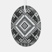 民族幾何学縁どインディアン、抽象芸術。 ガラスオーナメント (正面左)