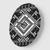 民族幾何学縁どインディアン、抽象芸術。 ラージ壁時計 (傾斜)