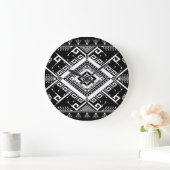 民族幾何学縁どインディアン、抽象芸術。 ラージ壁時計 (ホーム)