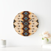 民族幾何学：抽象芸術パターンデザイン。 ラージ壁時計 (ホーム)