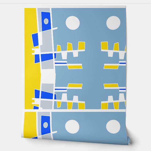 民族性の黄色いシースプレーの両側 壁紙 (ほどく)