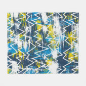 民族性ボホのシームレスパターン。ジグザグ模様スリ フリースブランケット (正面(横))