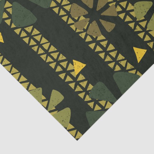 民族抽象芸術ストライプと花のパターン 薄葉紙 (詳細)