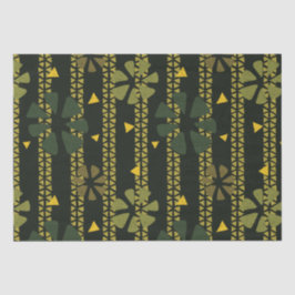 民族抽象芸術ストライプと花のパターン 薄葉紙