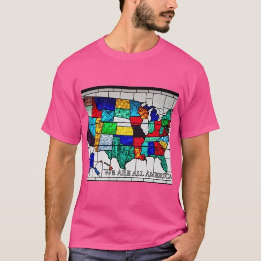 民族数々のを表す色の統一された州マップ Tシャツ (正面)