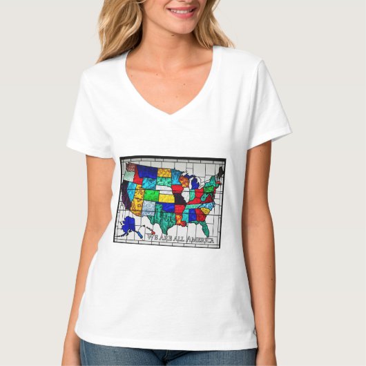 民族数々のを表す色の統一された州マップ Tシャツ (正面)