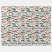 民族族伝統的の鮮やかドリームキャッチャー フリースブランケット (正面(横))