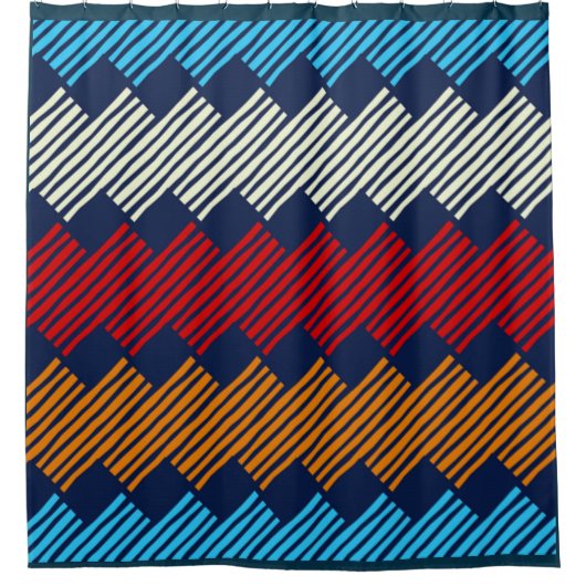 民族柄レース刺繍 シャワーカーテン (正面)