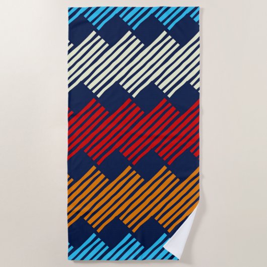 民族柄レース刺繍 ビーチタオル (正面)