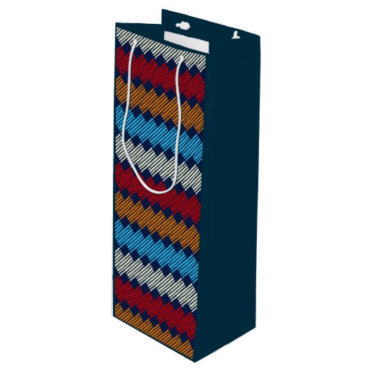 民族柄レース刺繍 ワインギフトバッグ (正面アングル)