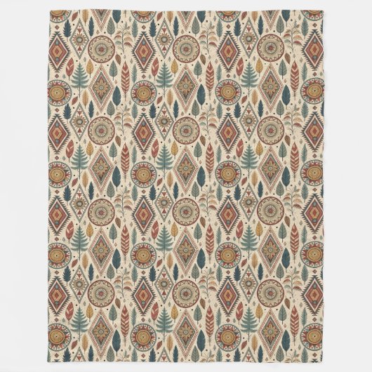 民族毛布伝統的時代を超越した部族芸術 フリースブランケット (正面)