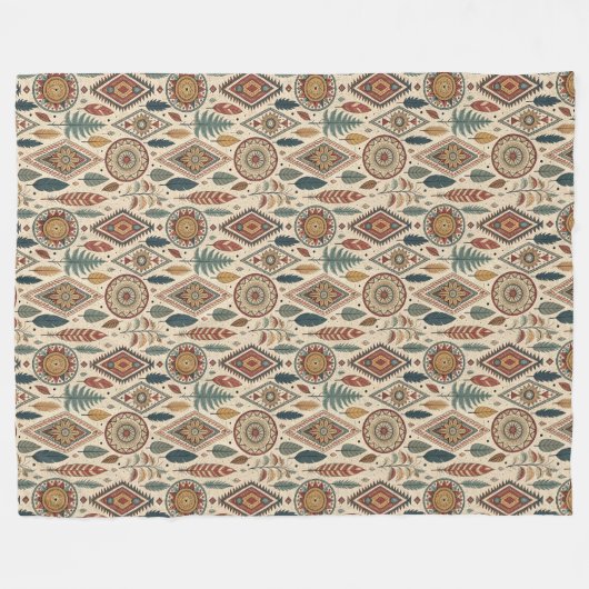 民族毛布伝統的時代を超越した部族芸術 フリースブランケット (正面(横))