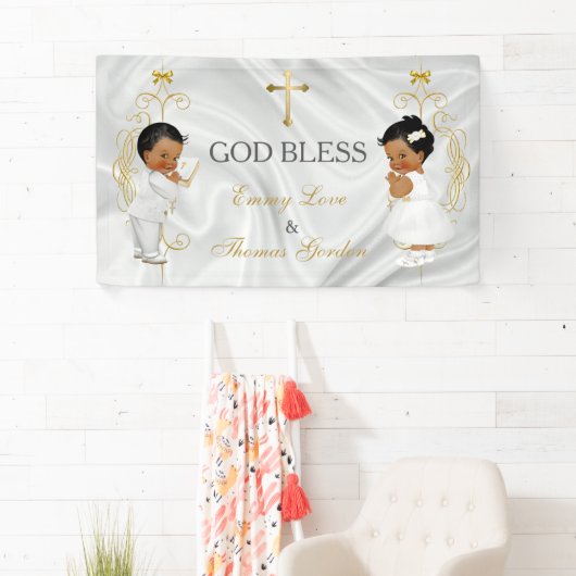 民族男の赤ちゃん及び女の子の双生児の洗礼の洗礼を施すこと 横断幕 (インサイチュ)