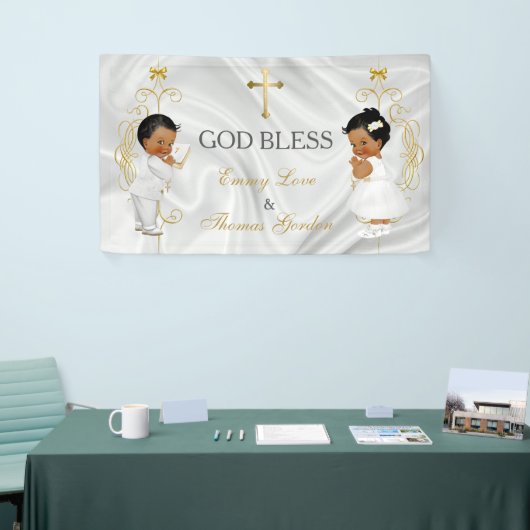 民族男の赤ちゃん及び女の子の双生児の洗礼の洗礼を施すこと 横断幕 (トレードショー)