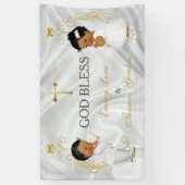 民族男の赤ちゃん及び女の子の双生児の洗礼の洗礼を施すこと 横断幕 (縦)