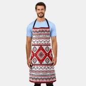 民族白黒赤、ウクライナのモチーフ。 エプロン (着用した状態)
