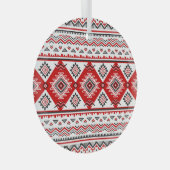 民族白黒赤、ウクライナのモチーフ。 ガラスオーナメント (正面右)