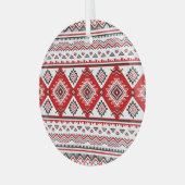 民族白黒赤、ウクライナのモチーフ。 ガラスオーナメント (正面左)