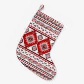 民族白黒赤、ウクライナのモチーフ。 スモールクリスマスストッキング (正面 (吊り時))