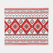 民族白黒赤、ウクライナのモチーフ。 フリースブランケット (正面(横))