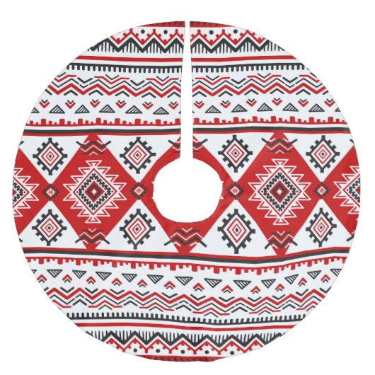 民族白黒赤、ウクライナのモチーフ。 ブラッシュドポリエステルツリースカート (正面)