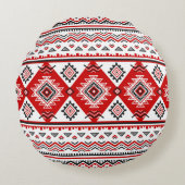 民族白黒赤、ウクライナのモチーフ。 ラウンドクッション (正面)