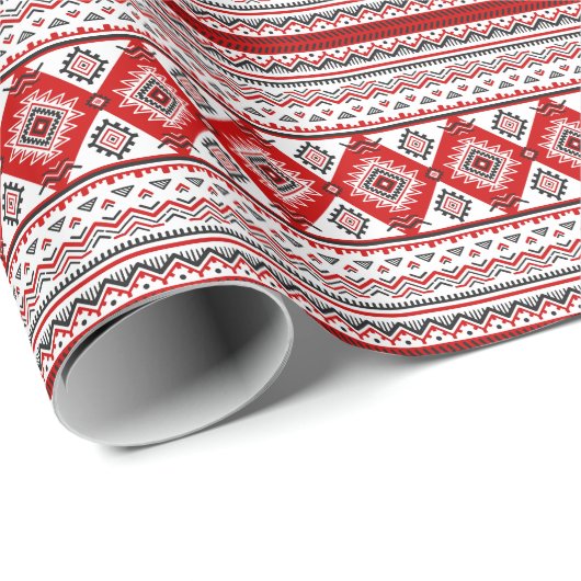 民族白黒赤、ウクライナのモチーフ。 ラッピングペーパー (ロールコーナー)