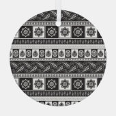 民族白黒:時代を超越したパターン ガラスオーナメント (裏面)